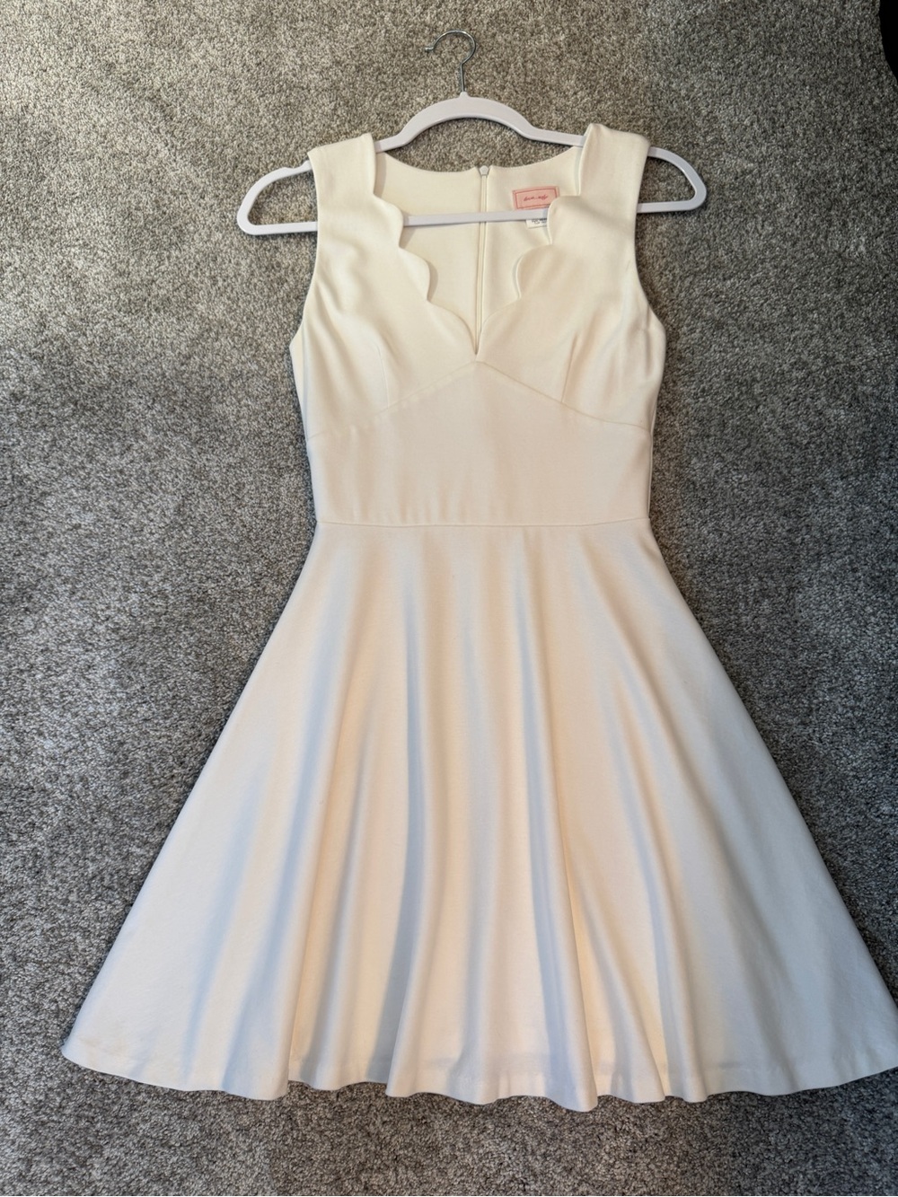 love...ady Cream Scallop Neck Fit & Flare Mini Dress